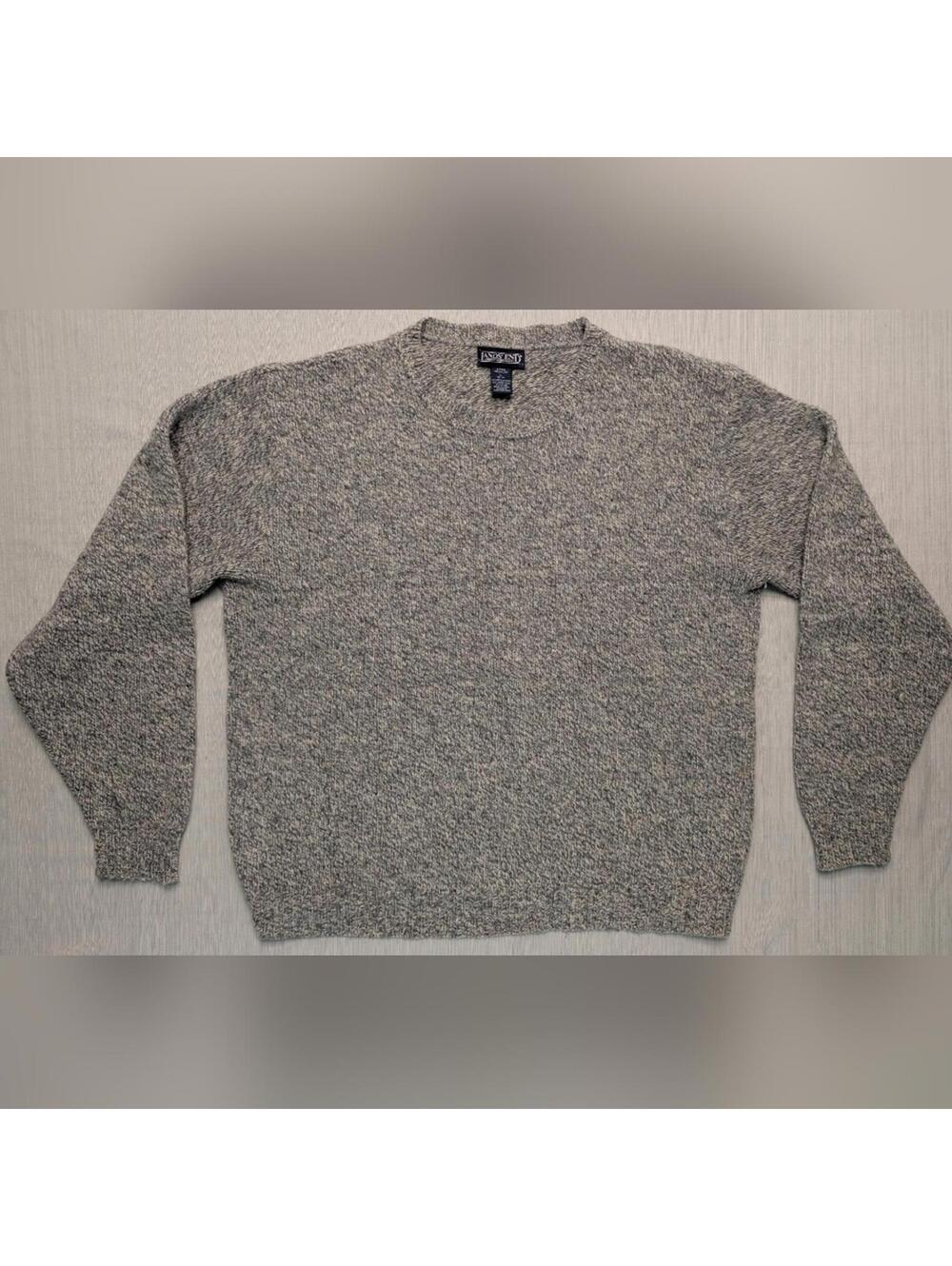 Vintage Men's Lands End Marled Virgin Wool Blend Crewneck Pullover Sweater Large